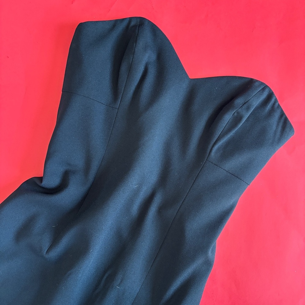 Vintage Strapless Solid Black Full Length Cocktai… - image 1